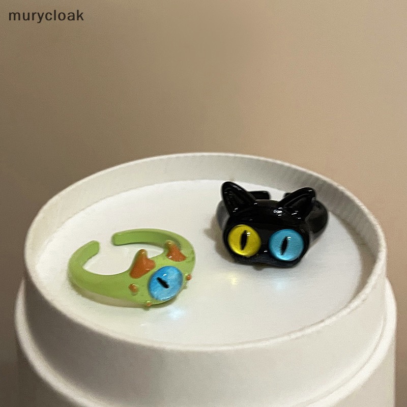 Nhẫn Cưới Dạng Mở Hai Màu Hình Mắt Mèo Dễ Thương Dành Cho Cặp Đôi