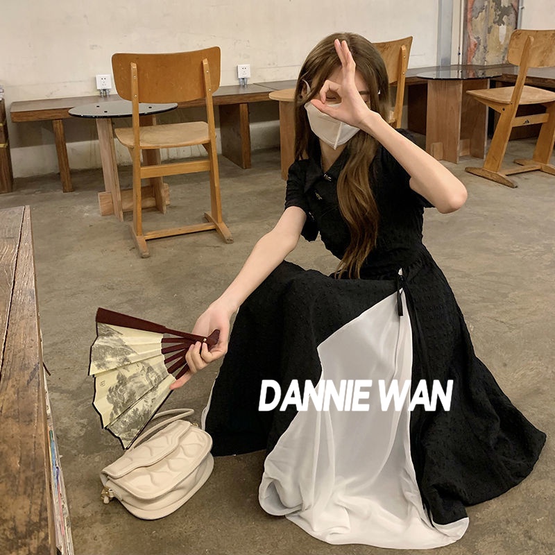 DannieWan chân váy bánh bèo 2 dây dáng dài đầm đen váy nữ xinh bánh bèo Beautiful Cái mới Chất lượng cao fashion A92M0B6 36Z230909
