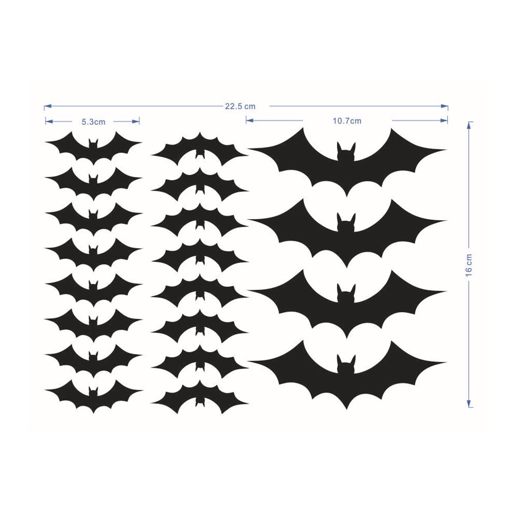 Set 20 Miếng Dán Tường Chống Nước Hình Dơi Trang Trí Halloween