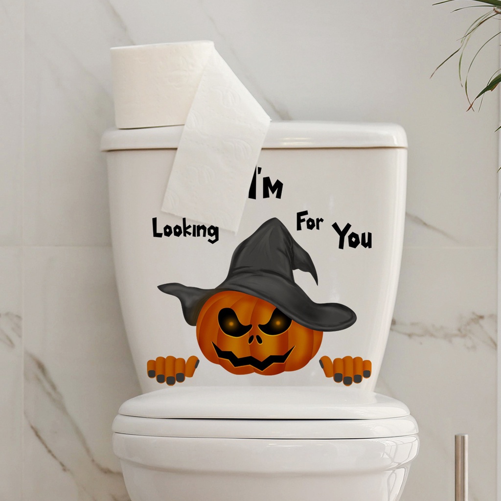 Miếng Dán Toilet In Chữ I 'M Looking For You Creepy Bằng PVC Chống Thấm Nước Độc Đáo Trang Trí Nhà Tắm / Tiệc Halloween