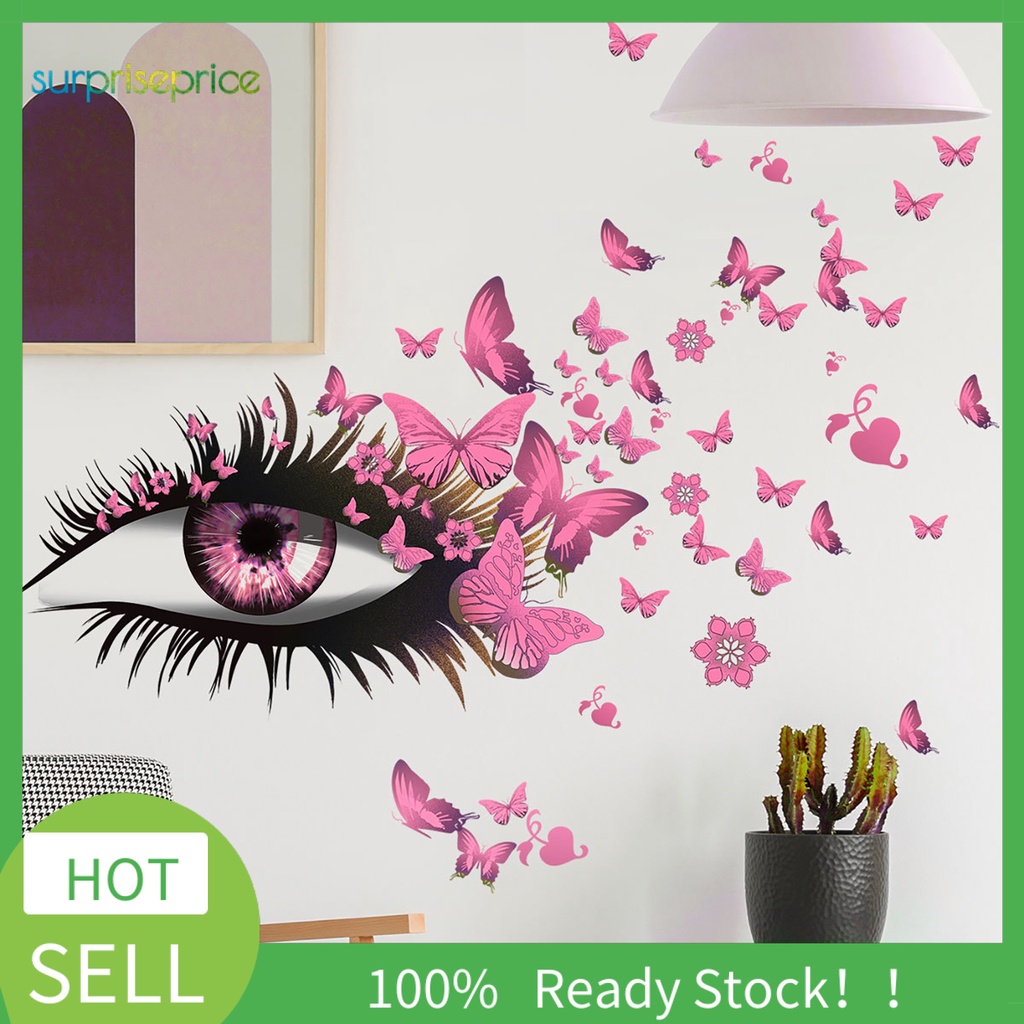 1 Bộ Đề Can Dán Tường Hình Đôi Mắt Và Bướm Bằng PVC Tinh Tế Trang Trí Nhà Cửa DIY