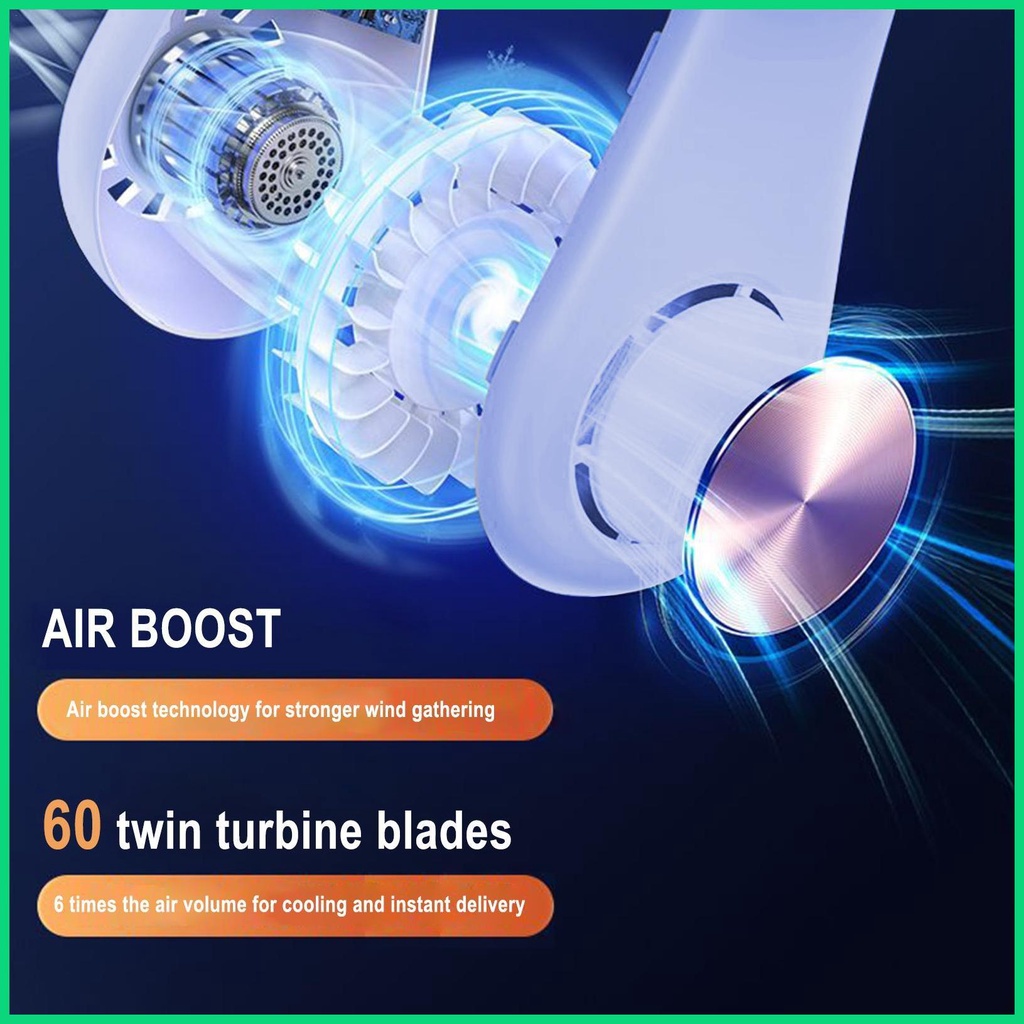 Quạt Đeo Cổ Không Cánh Có Thể Điều Chỉnh Và Sạc Lại Kèm Đèn LED Hiển Thị Rảnh Tay Gió Mạnh jiwvn Jwvn