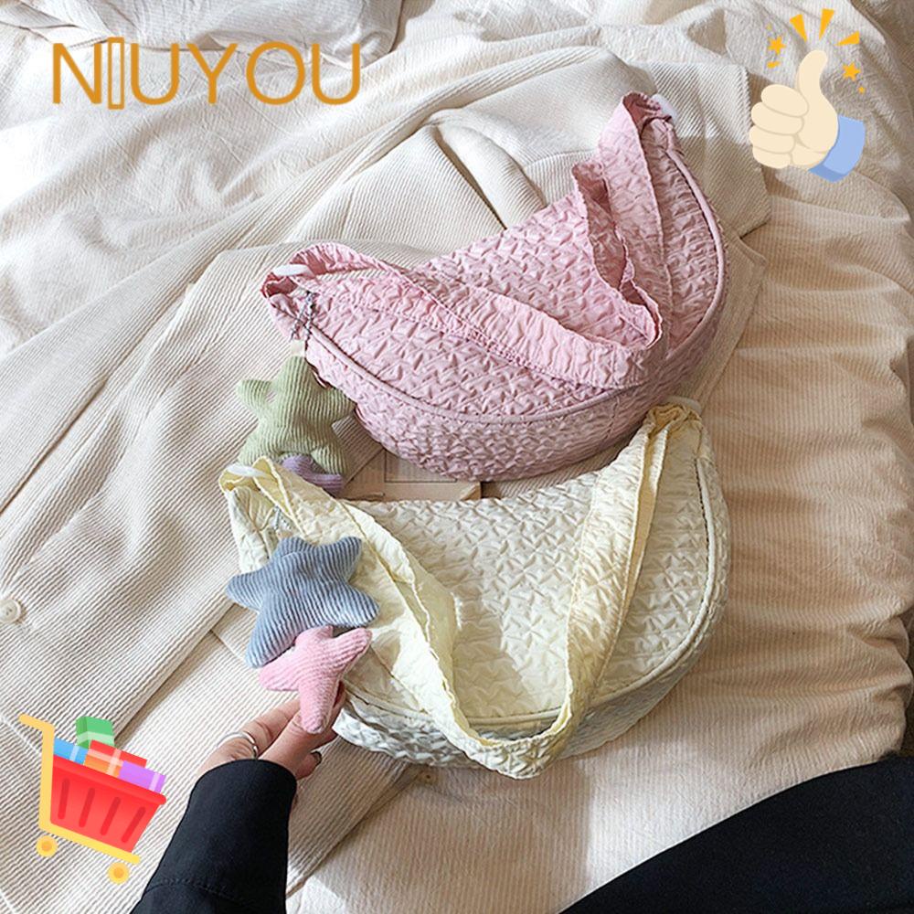 NIUYOU Túi Đeo Vai / Kẹp Nách Mềm Màu Trơn Hình Bánh Bao Nhỏ Gọn Cho Nữ
