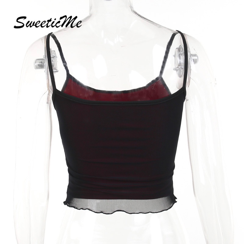 Áo Lưới Hai Dây Dáng Ôm Thời Trang 2023 Quyến Rũ Dành Cho Nữ