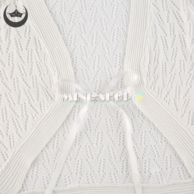 Áo Khoác Cardigan Dệt Kim Mỏng Tay Ngắn Màu Trơn Thời Trang Mùa Hè Cho Nữ