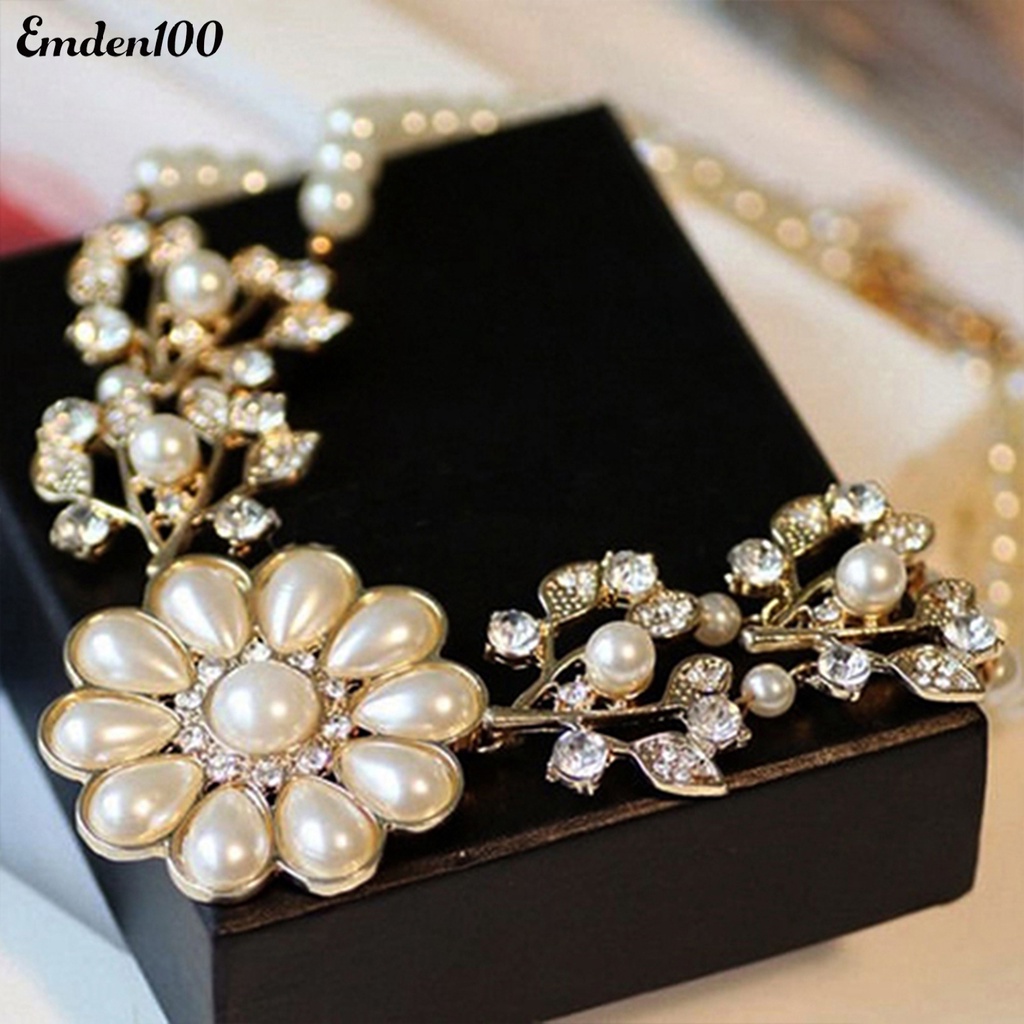 [EMDEN] Vòng cổ Hai Lớp Mặt Hoa Đính Ngọc Trai Nhân Tạo Thanh Lịch Cho Dating