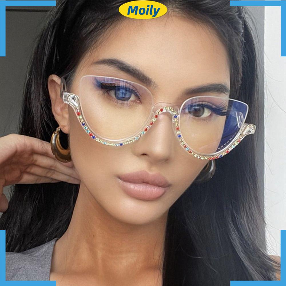 MOILYVN Kính Mắt Mèo Nửa Gọng Chống Ánh Sáng Xanh Và Tia UV Phong Cách Retro