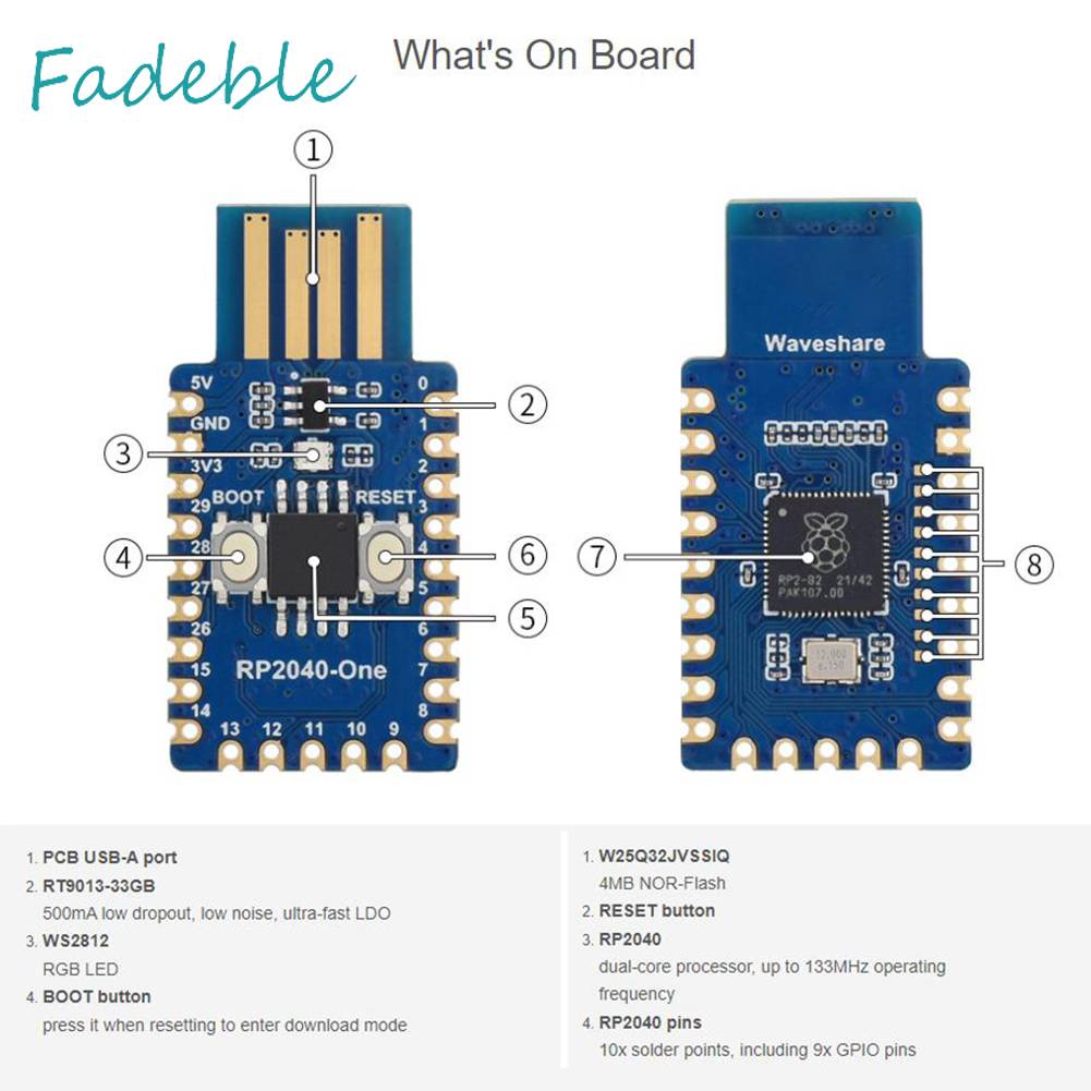 Bảng MạCh PháT TriểN RP2040 4MB Flash 29 X GPIO Pins