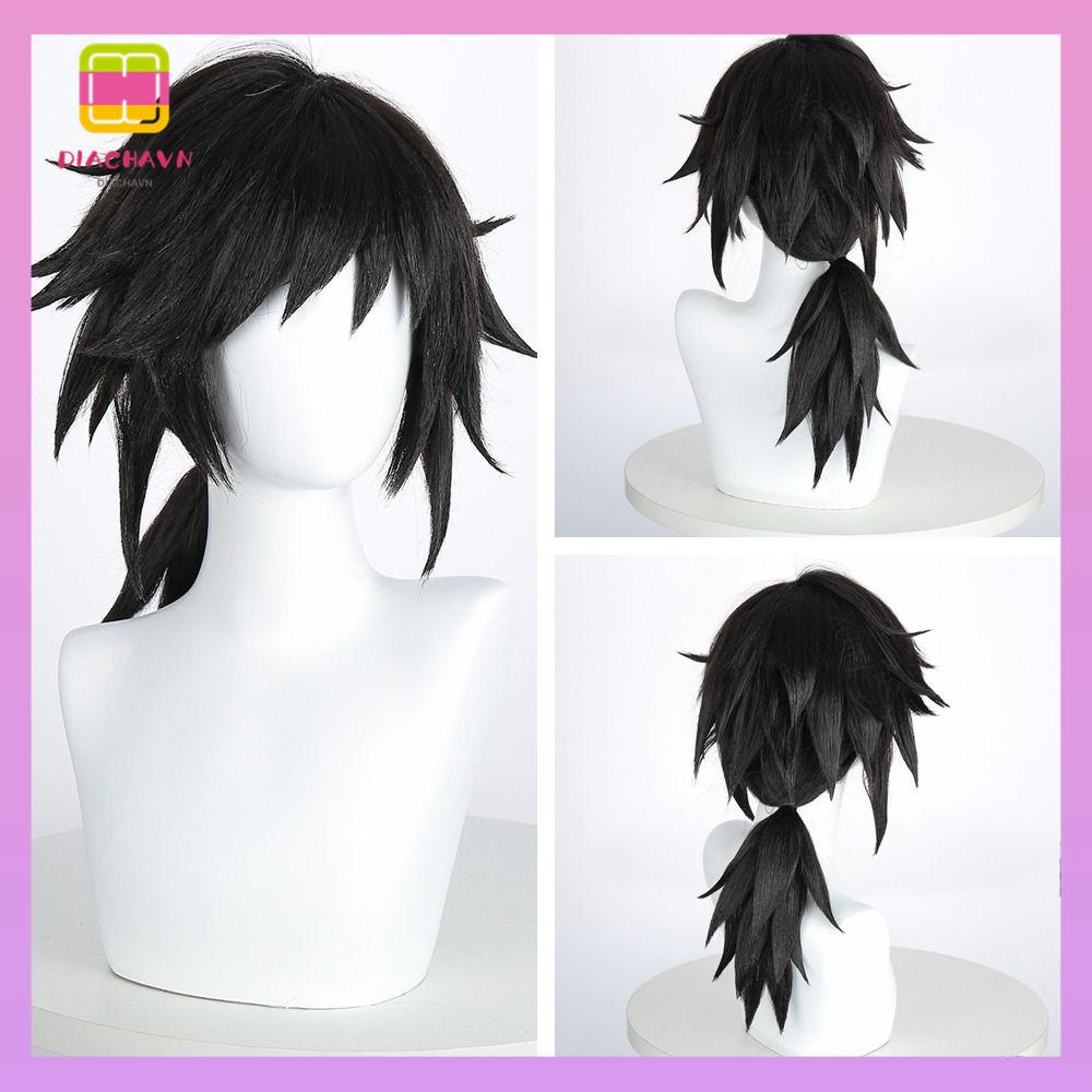 DIACHAVN Tóc Giả Màu Đen Tự Nhiên Dày Dặn Chịu Nhiệt Độ Cao Hóa Trang Cho Bé
