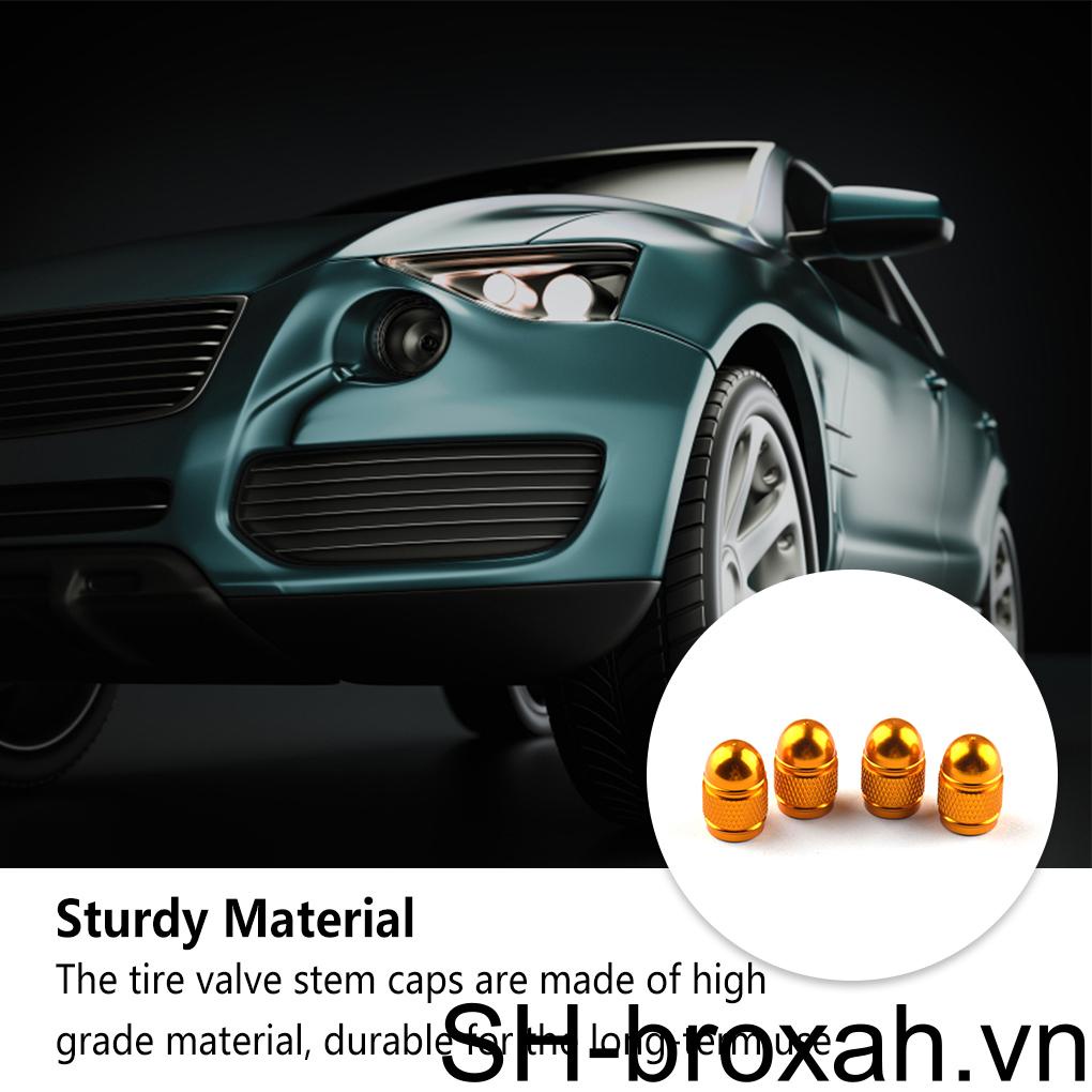 Set 4 Nắp Van Bánh Xe Hơi Màu Đen Trơn Chống Bụi