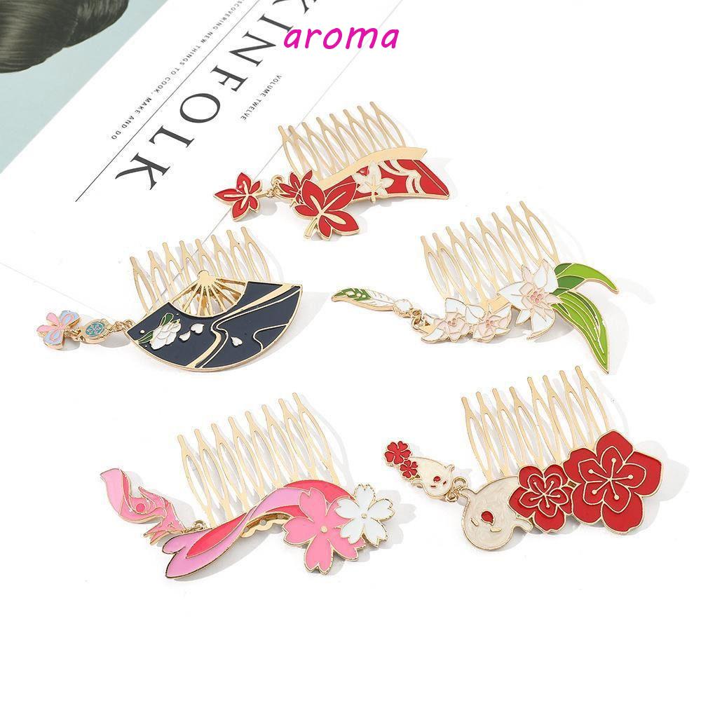 AROMA Lược Cài Tóc Bằng Hợp Kim Kẽm Dùng Hóa Trang Nhân Vật Hu Tao Kamizato Ayaka Kaedehara Kazuha