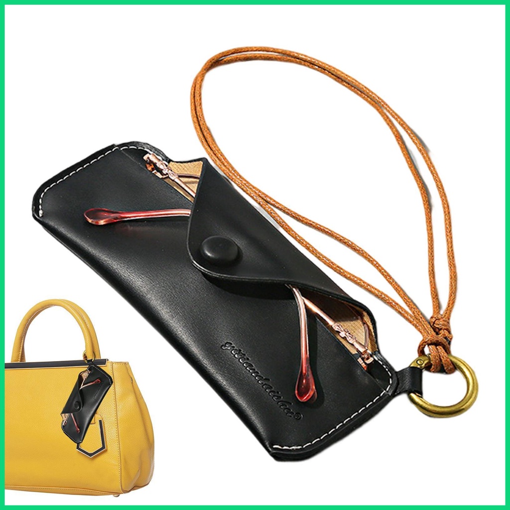 Túi Đựng Mắt Kính Bằng Da PU Mềm Kèm Dây Đeo Cổ Tay Tiện Dụng