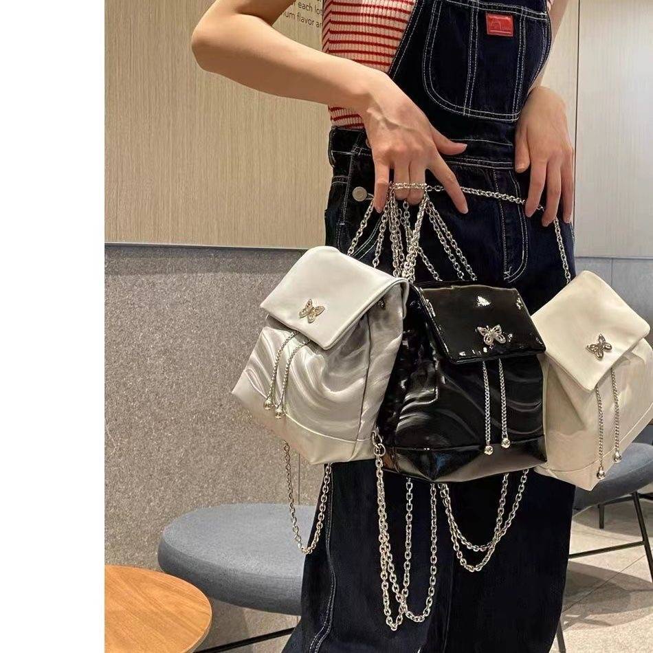 Ba Lô Da Phối Dây Xích Y2K Thời Trang Cá Tính Trẻ Trung