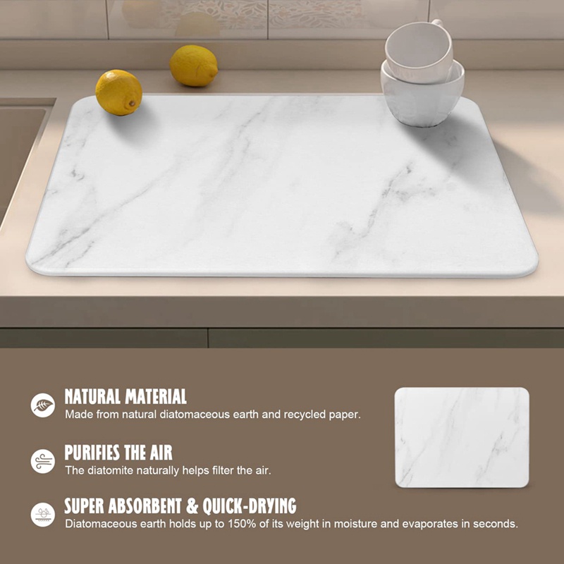 Thảm Phơi Khô Chén Dĩa Bằng Đá Siêu Thấm Hút Cách Nhiệt Thân Thiện Với Môi Trường