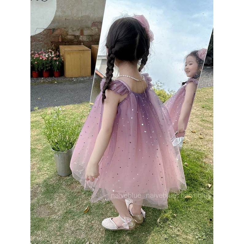 Đầm Công Chúa Hai Dây Thời Trang Mùa Hè Dành Cho Bé Gái