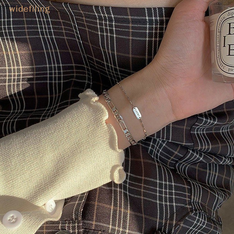 Vòng Tay May Mắn Bản Rộng Màu Bạc Lấp Lánh Thời Trang Có Thể Điều Chỉnh Cho Nữ