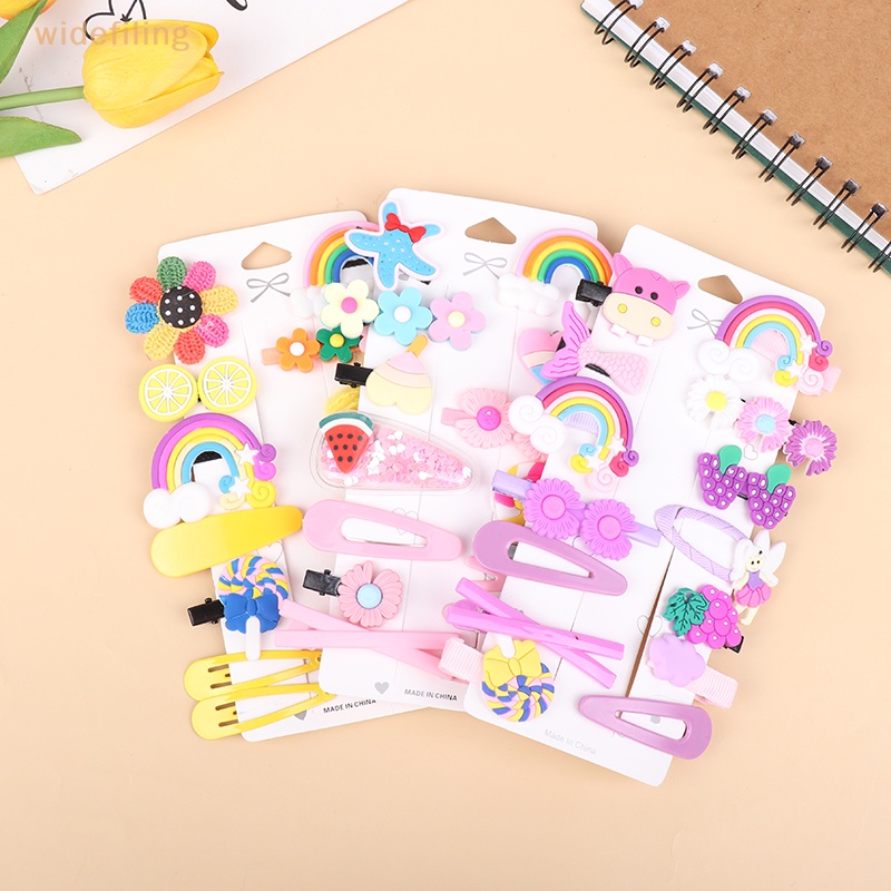 Set 14 Kẹp Tóc Mái Bằng Nhựa Họa Tiết Hoạt Hình Phong Cách Công Chúa Cho Bé Gái