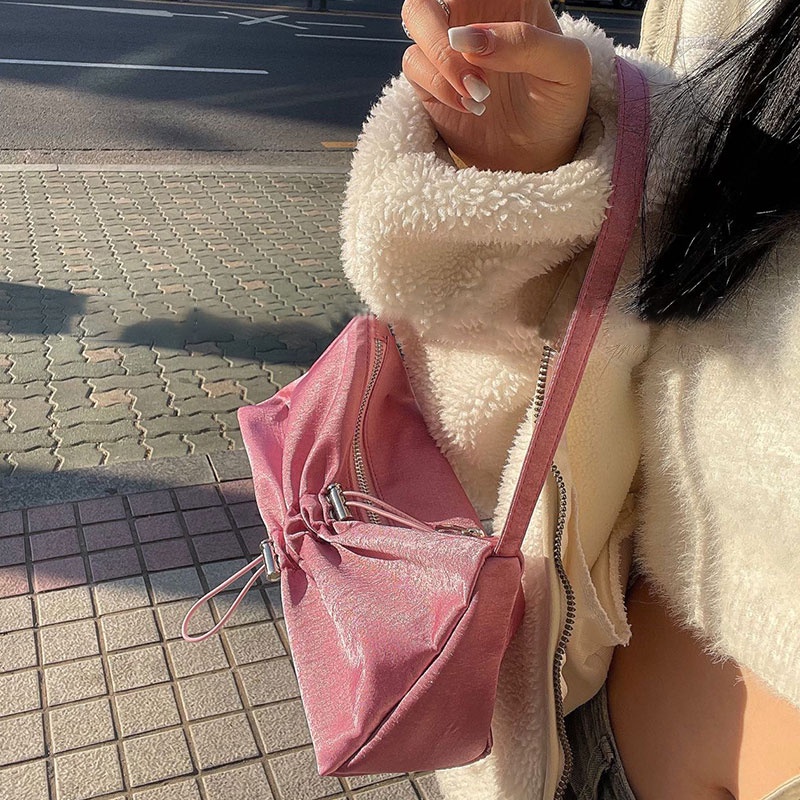 Alphaz Túi Đeo Vai Dây Rút Thắt Nơ Phong Cách Hàn Quốc y2k