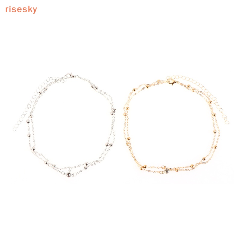 [risesky] Phụ Kiện Bikini Dây Xích Phối Tua Rua Đính Đá Zircon Quyến Rũ Cho Nữ Đi Biển / Đám Cưới