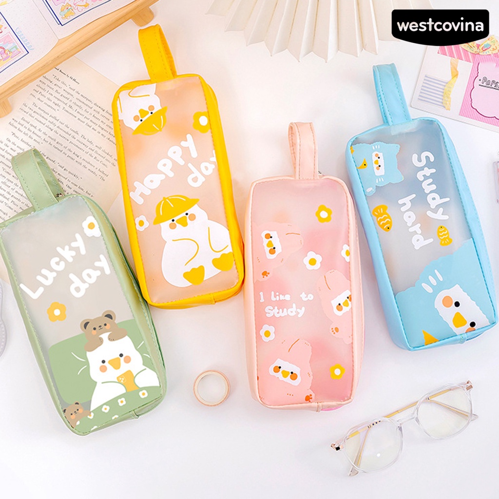 [WSTN]✎Túi Đựng Bút Bằng Da Giả Khóa Kéo Đa Năng Tiện Dụng