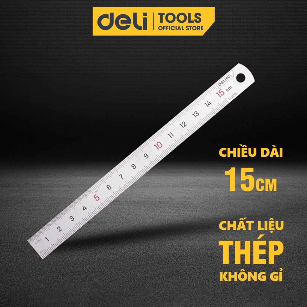 Thước Kẻ Thép Nhiều Kích Thước Kĩ Thuật DIY Deli Cao Cấp - Chất Liệu Tốt Chống Mòn Gỉ Dụng Cụ Đo Lường - DL8015