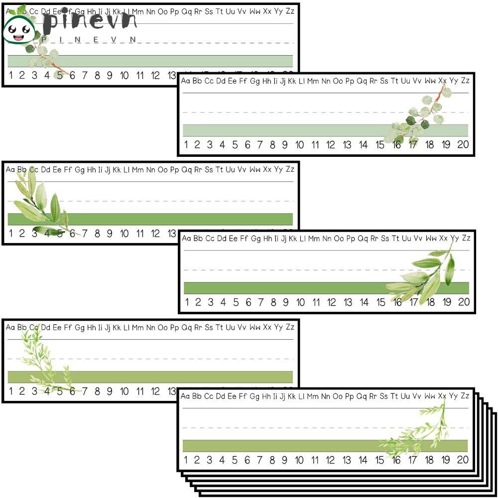 PINEVN Tấm Bảng Tên 12 "x 4" Họa Tiết Lá Xanh Truyền Thống Dễ Thương Để Bàn Học