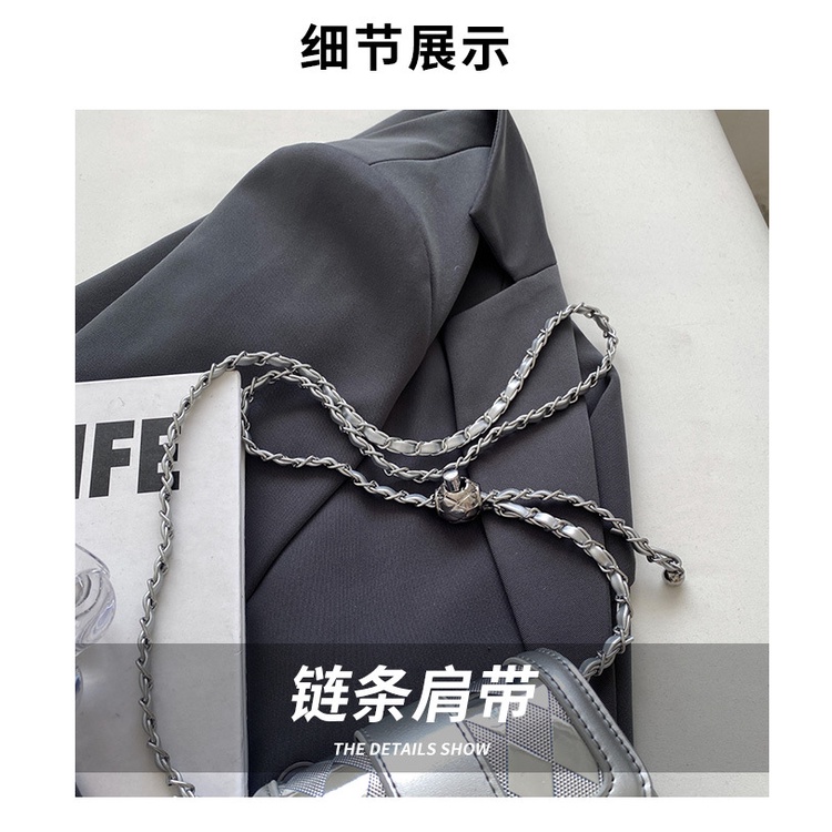 Túi Đựng Điện Thoại Đeo Chéo Vai Niche Senior Màu Bạc Điều Chỉnh Được Có Dây Xích