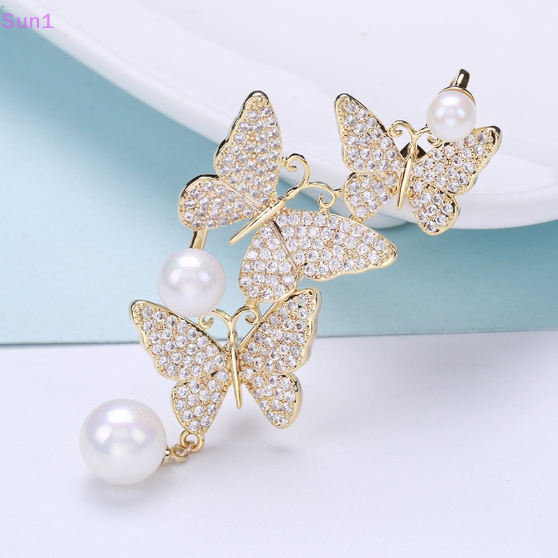 Ghim Cài Áo Hình Bướm Đính Ngọc Trai Nhân Tạo Thời Trang Sun1 > >