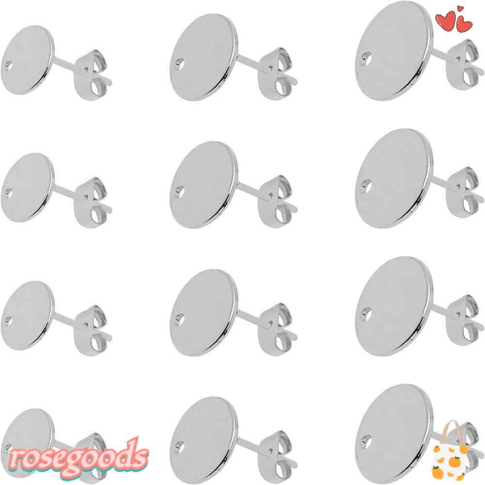 ROSE Đôi Bông Tai Hình Tròn Mặt Bướm Bằng Thép Không Gỉ Dành Cho Nữ