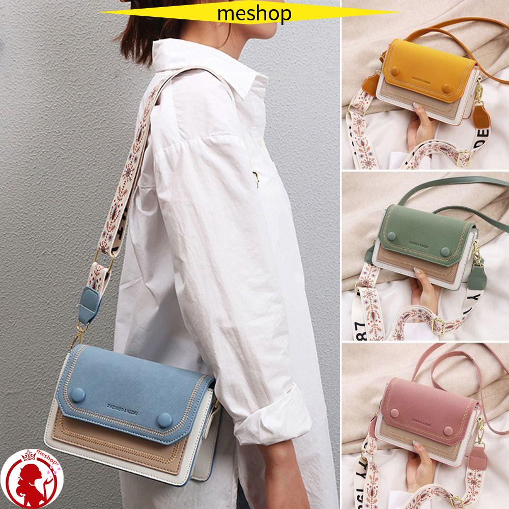 ME Túi Xách Da PU Dáng Vuông Dây Bản Rộng Thời Trang Cho Nữ