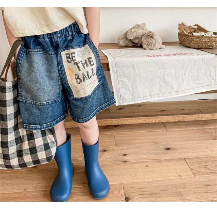 Quần Short Denim Dáng Rộng In Họa Tiết Graffiti Phong Cách Hàn Quốc Thời Trang Mùa Hè Cho Bé Trai Và Gái