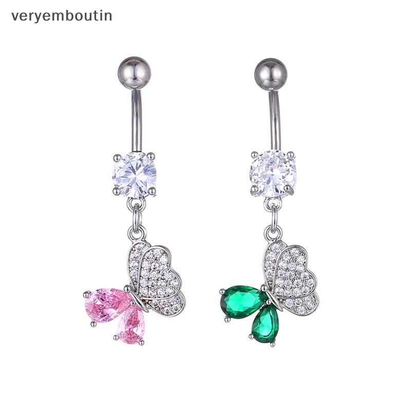 Khuyên Rốn Hình Bướm Đính Đá Zircon Bằng Thép Không Gỉ Thời Trang Cho Nữ