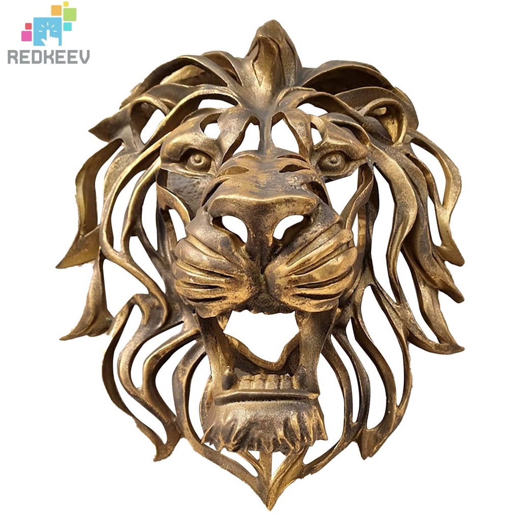 Mô Hình Đầu Sư Tử Điêu Khắc Treo Tường Trang Trí Nhà Cửa