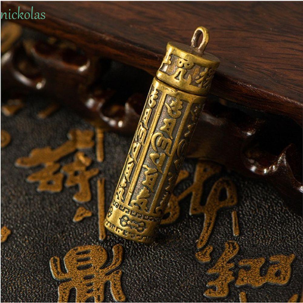 NICKOLAS Vòng cổ Mặt Hộp Đựng Thuốc Hình Trụ Có Thể Mở Được