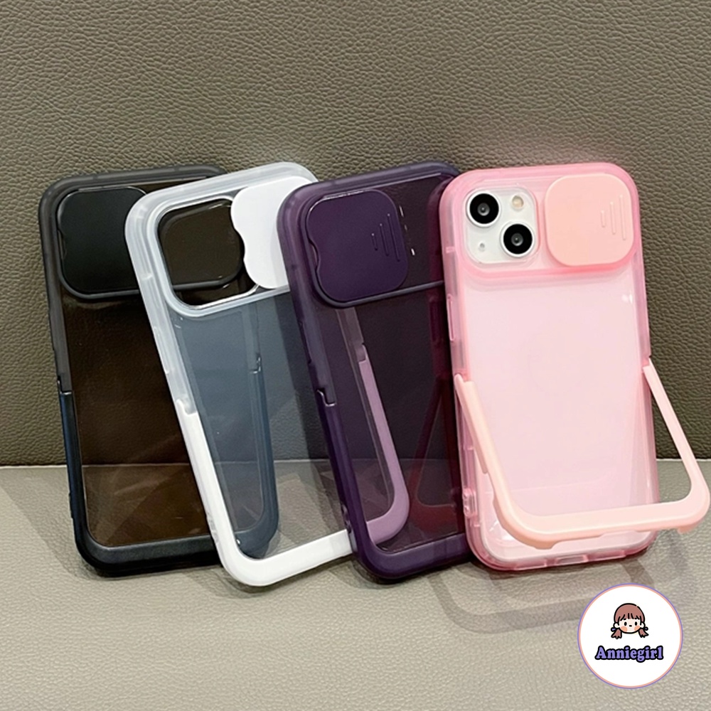 Ốp Điện Thoại Dẻo Kèm Giá Đỡ Kiểu Đẩy Chống Sốc Bảo Vệ Ống Kính Máy Ảnh Cho IPhone 14 13 12 11 Pro Max