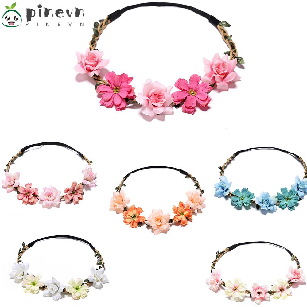 PINEVN Băng Đô Cài Tóc Bằng Lụa Họa Tiết Hoa Màu Gradient Thời Trang Cho Nữ