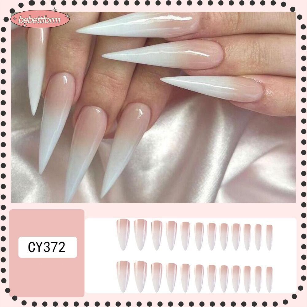 BEBETTERM Móng Tay Giả Hình Giọt Nước Dáng Dài Che Phủ Toàn Diện Thời Trang Cho Nữ