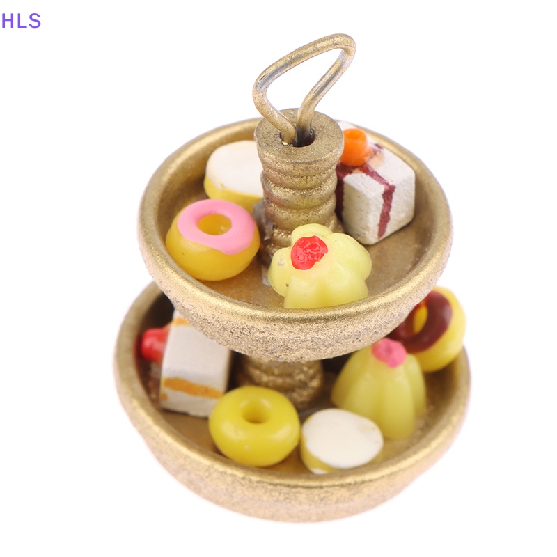 Khay Đựng Bánh Tráng Miệng Hai Tầng Trang Trí Nhà Búp Bê 1: 12