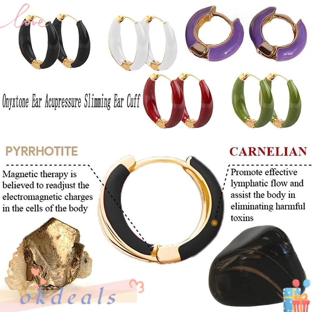 OKDEALS 2 Đôi Bông Tai Bấm Huyệt Bằng Hợp Kim Thời Trang Cho Nữ