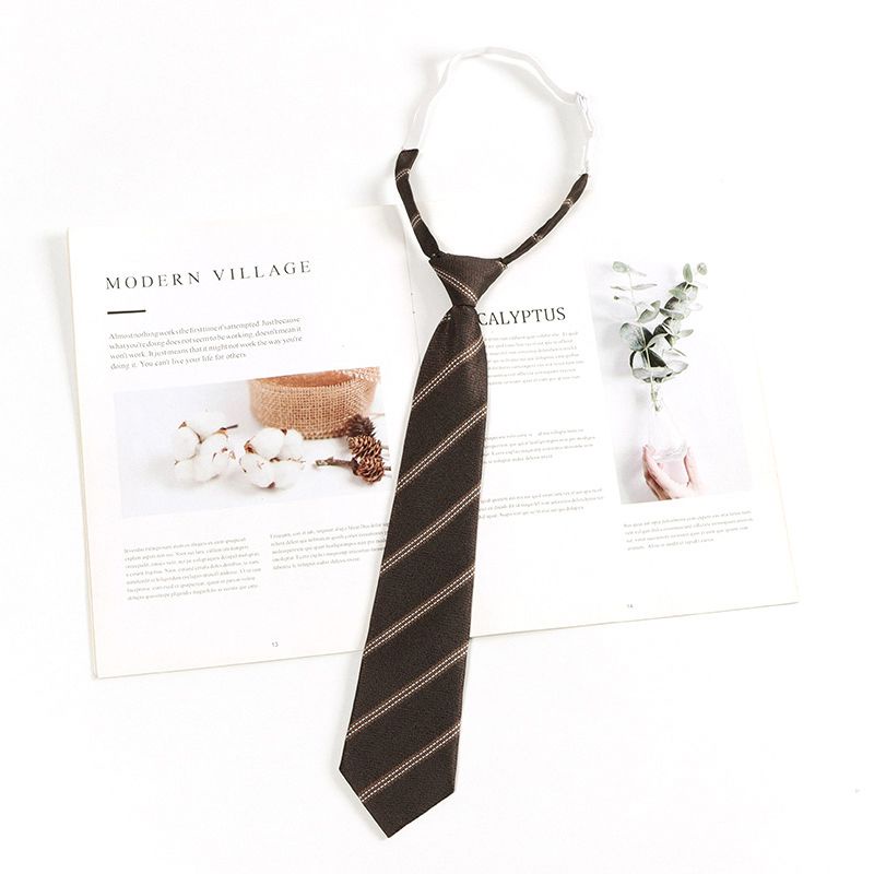 Cà Vạt Nơ Đồng Phục Kẻ Sọc Nâu Phong Cách Preppy Retro Cho Nam Và Nữ