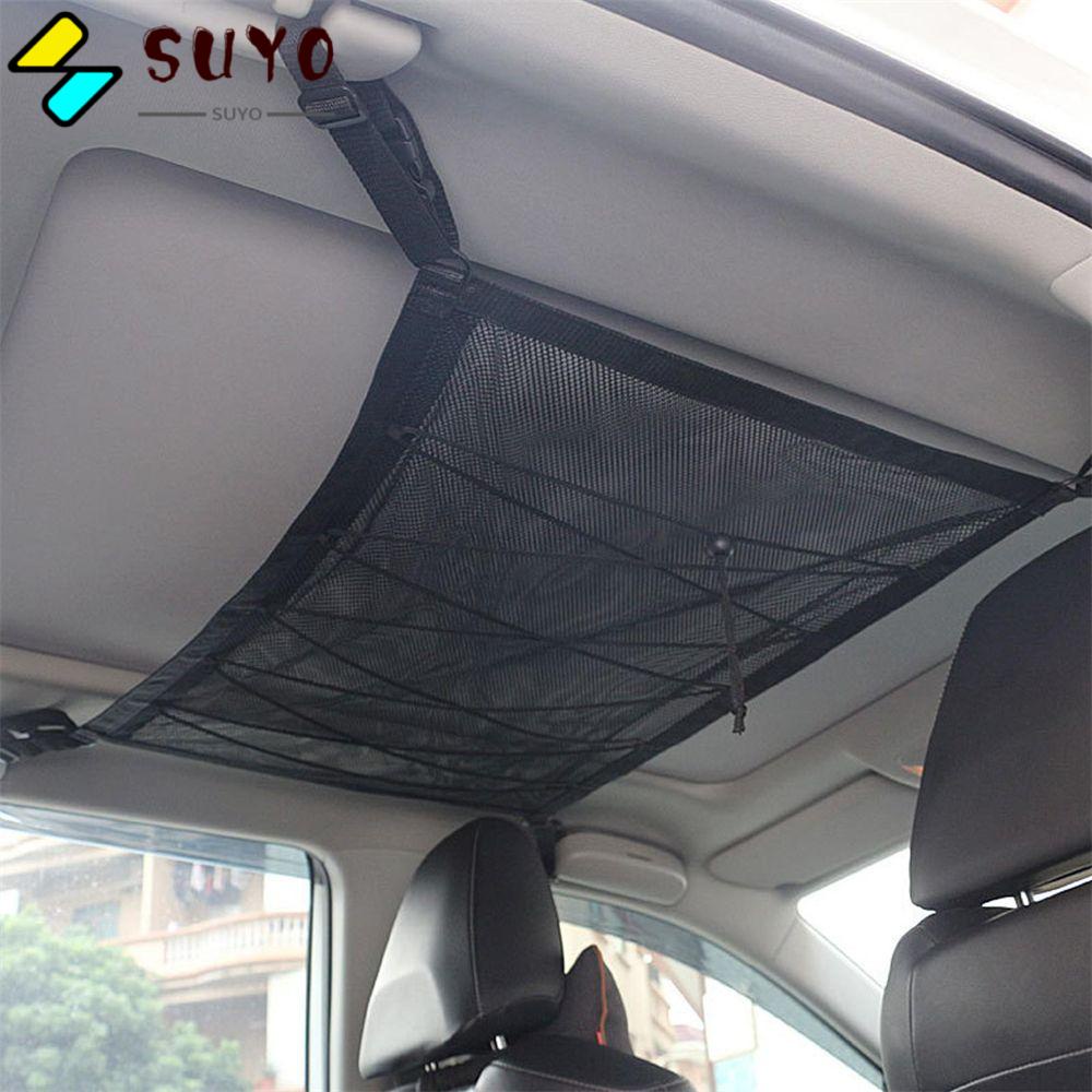 SUYO Túi Lưới Đựng Đồ Treo Trần Xe Hơi Có Khóa Kéo Có Thể Điều Chỉnh