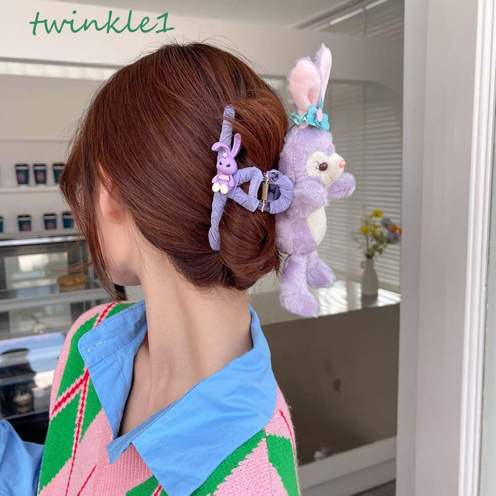 TWINKLE Kẹp Tóc Hình Thỏ Hoạt Hình / Ngôi Sao Màu Tím Bằng Acrylic Phong Cách Hàn Quốc Cho Nữ