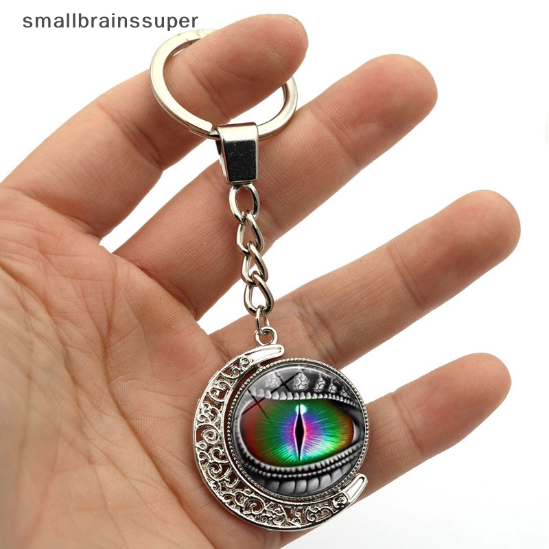 Smallbrainssuper Móc Khóa Hai Mặt Đính Đá Mặt Trăng Thời Trang Vintage Sáng Tạo SBS