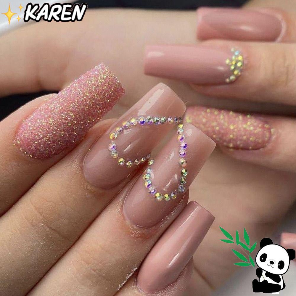 KAREN Bộ Móng Tay Giả Hình Chữ T Có Thể Tháo Rời DIY