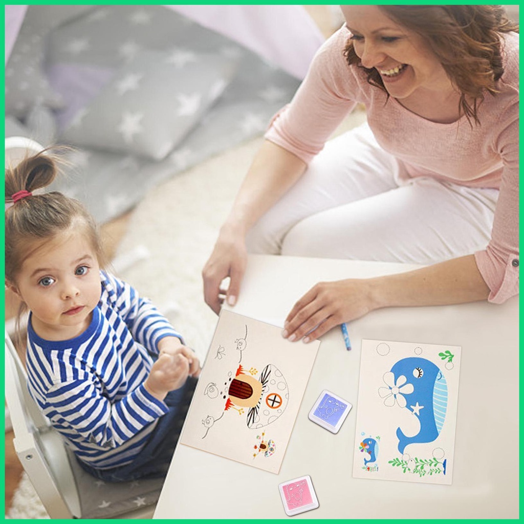 Bộ 30 Tấm 12 / 24 Màu Vẽ Ngón Tay Nghệ Thuật Có Thể Giặt Được Dành Cho Trẻ Em