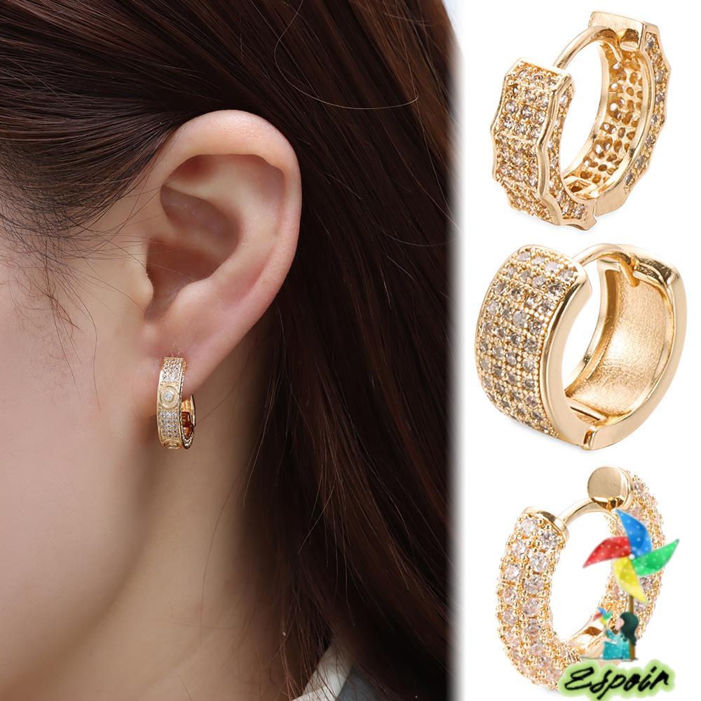 ESPO Bông Tai Dạng Vòng Đính Đá Zircon Toàn Diện Thời Trang Helix