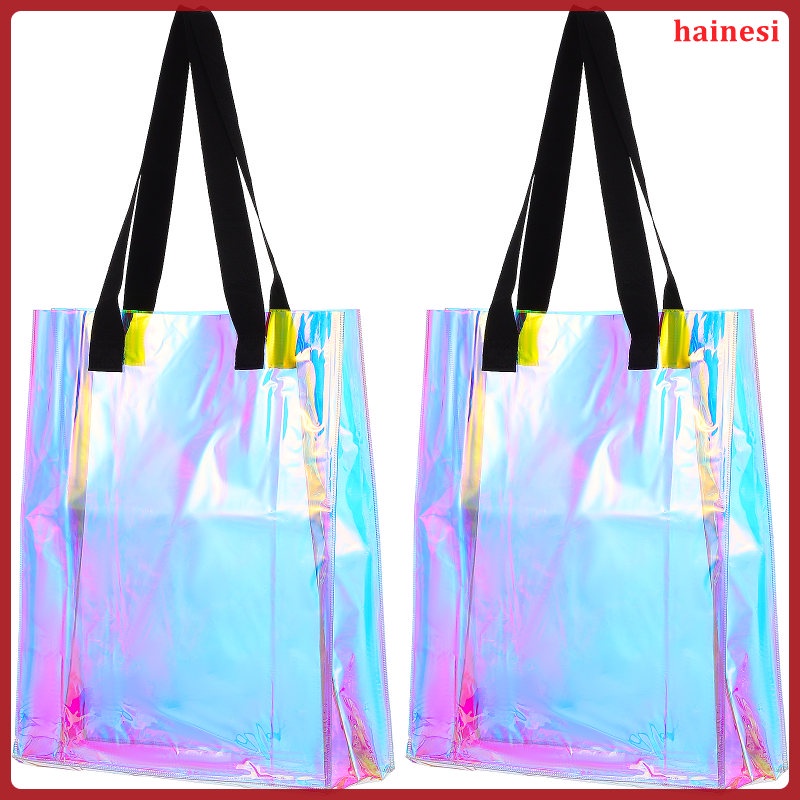 Set 2 Túi Xách Tay Bằng Nhựa Thiết Kế Đơn Giản Dùng Khi Đi Mua Sắm