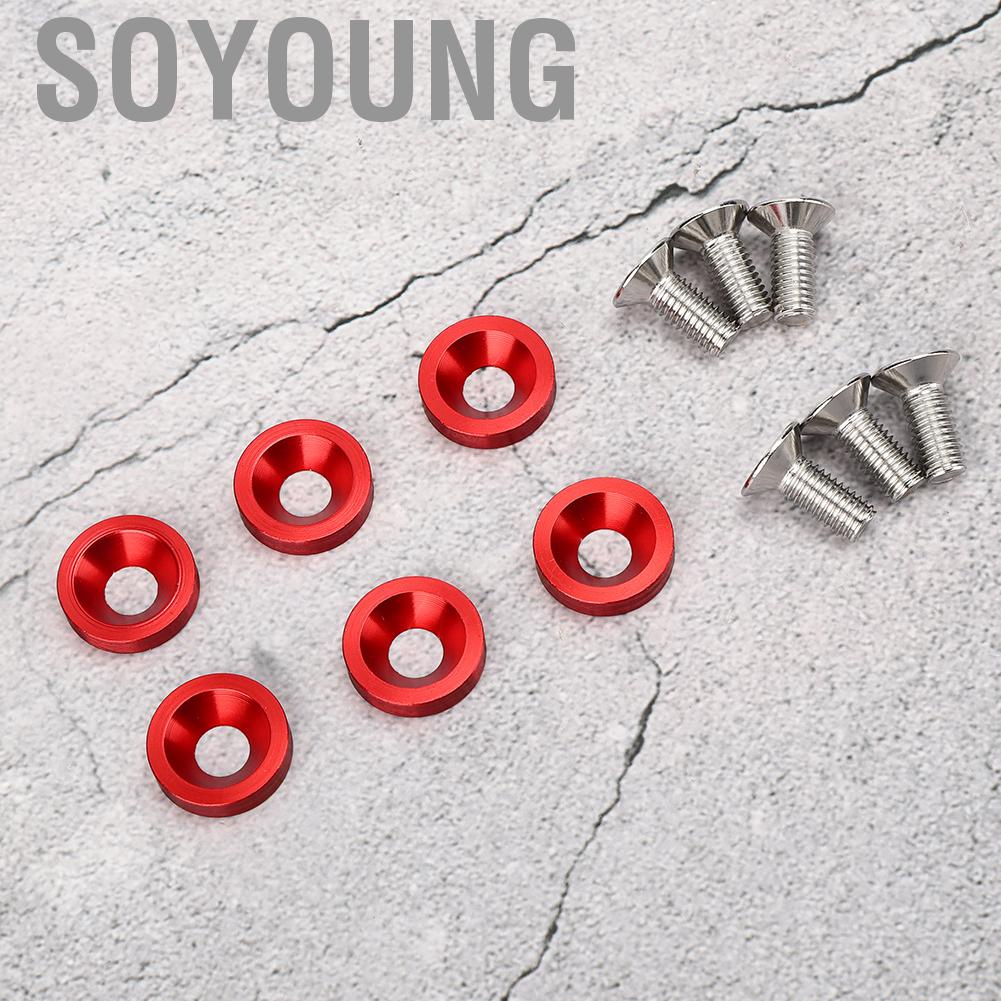Soyoung 6pcs M8 Decorative Red Washers Screws Universal for Automobile Car  Bumper Engine Cover Auto Accessories