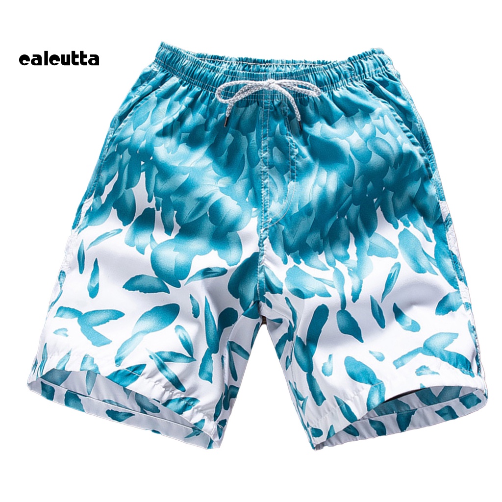 [calcutta] Quần Đùi Đi Biển Dáng Rộng Eo Co Giãn In Hình Lông Vũ Nhiều Màu Sắc Mùa Hè