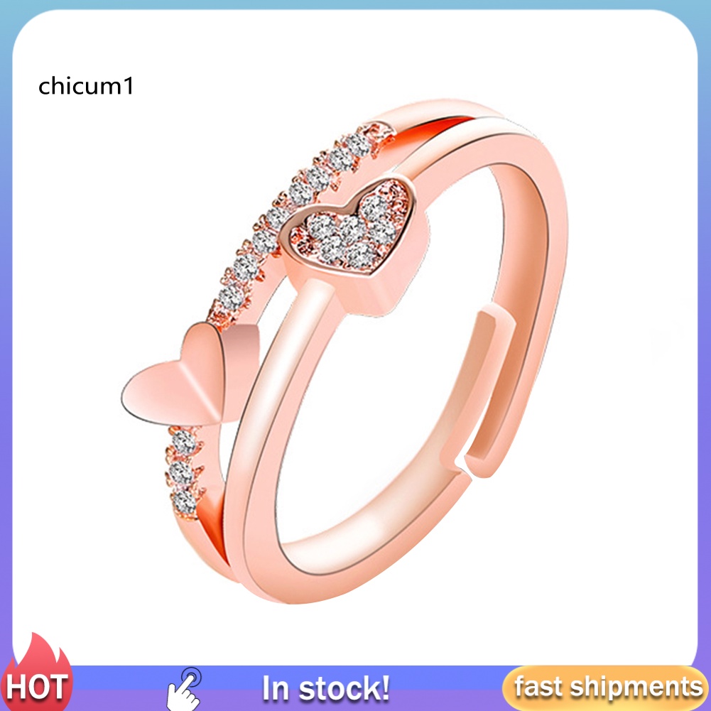 Nhẫn Hở Hình Trái Tim Đính Đá Thời Trang Cho Nữ